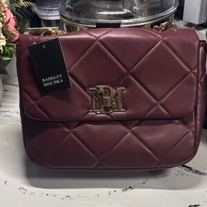 Badgley Mischka Quilted Maroon Crossbody Bag